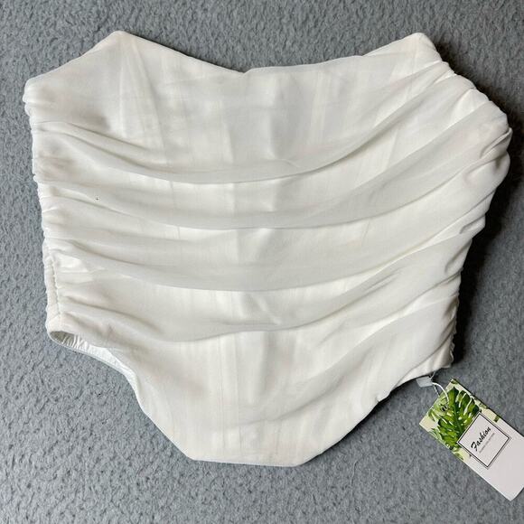 Fashion Classic Collection Top Women M Cream Sleeveless Strapless Corset Top NEW - Picture 3 of 11